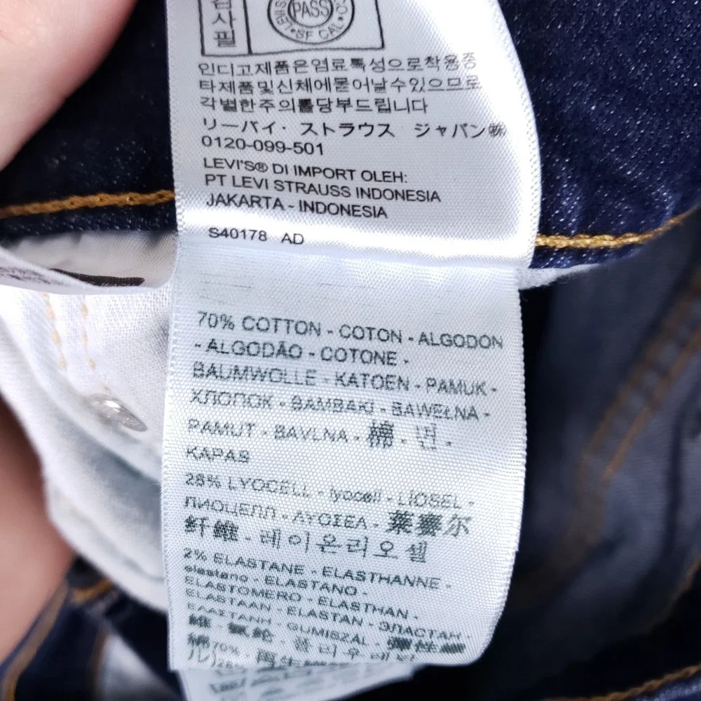 Levis 511 Slim Fit Jeans Mens 35x27 Dark Wash Blue‎ Stretch Denim Indigo